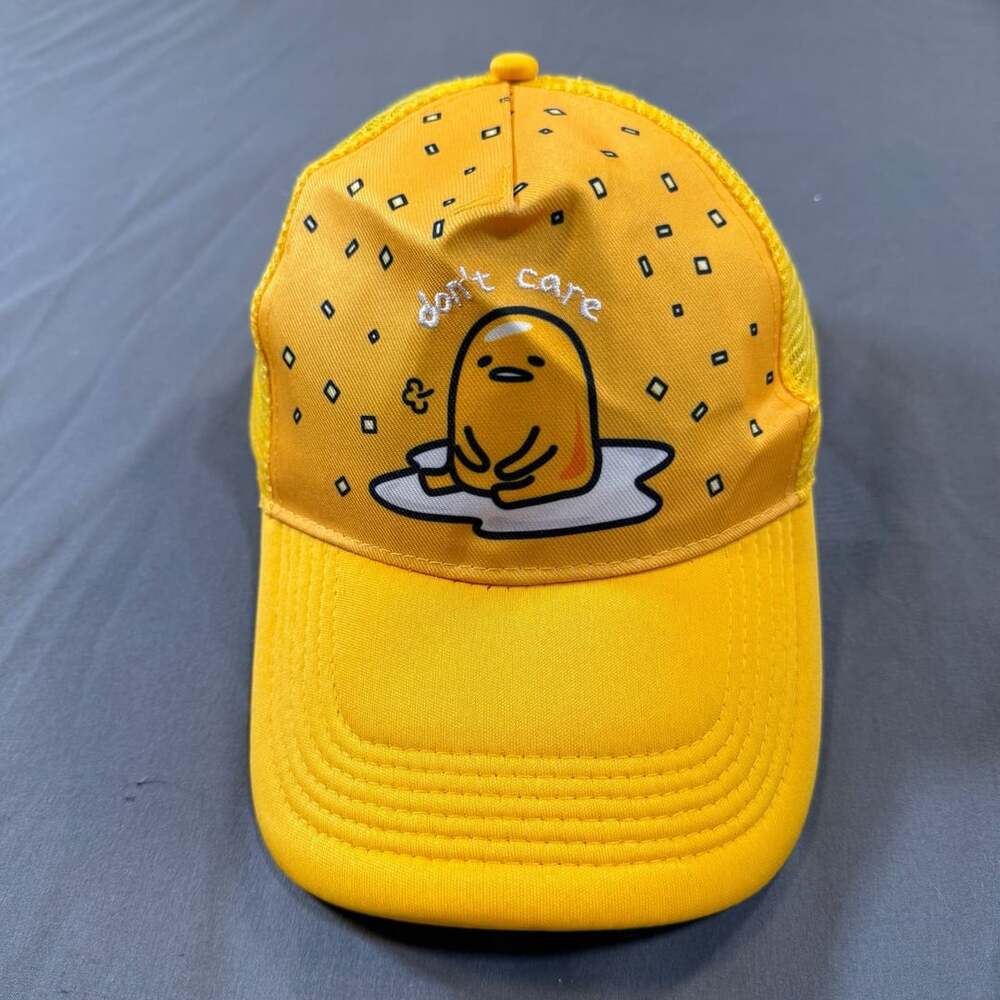 Gudetama Sanrio Don’t Care Yellow Trucker Hat Mesh Snapback Adjustable